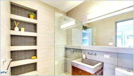 Poličky v koupelně z dlaždice: klady, zápory a možnosti designu